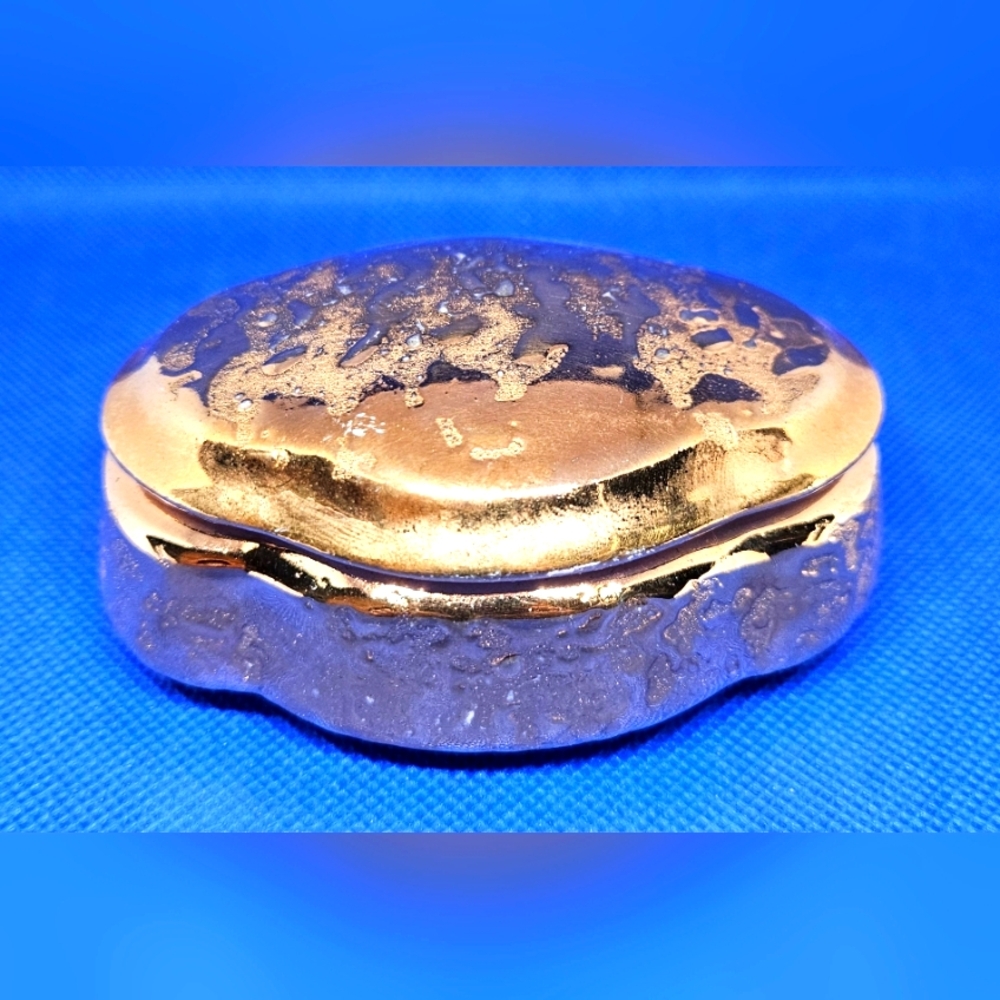 Vintage 22kt Trinket Box Bel-terr China Weeping Gold Made In USA